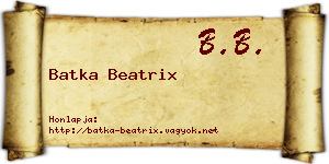 Batka Beatrix névjegykártya